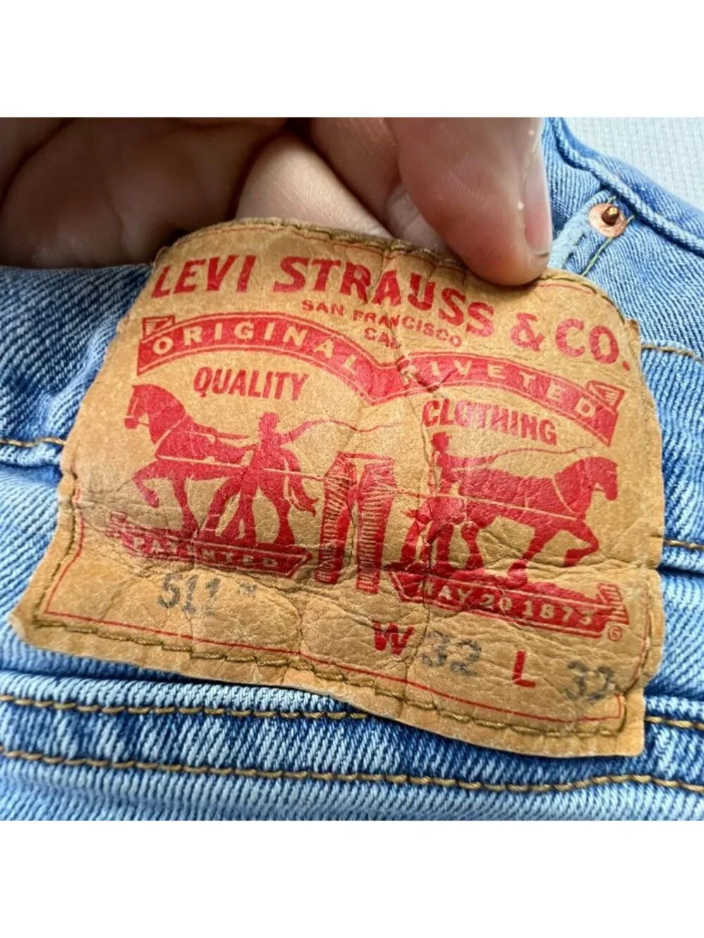 Levis Mens 511 Slim Straight Jeans Size 32x32 Blue Light Wash Denim Casual